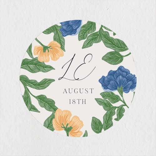This is a garden wedding favor labels with standard by Elly called floral garden printing on uncoated sticker paper in sticker