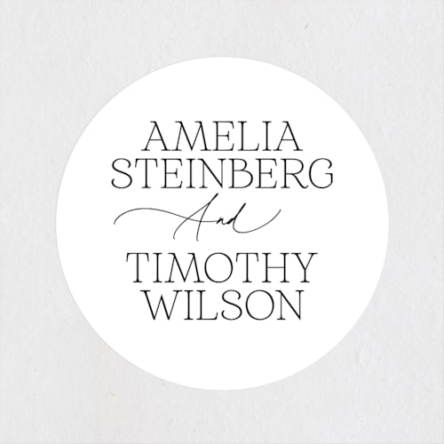 This is a pearl wedding favor labels with standard by Benita Crandall called dashing printing on uncoated sticker paper in sticker