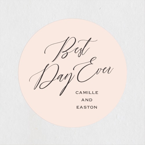 This is a first kiss wedding favor labels with standard by Design Lotus called vision of love printing on uncoated sticker paper in sticker