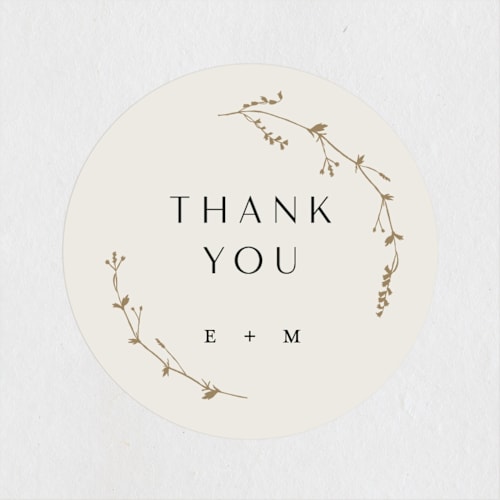 This is a cotton wedding favor labels with standard by Amy Kross called vine wrap printing on uncoated sticker paper in sticker