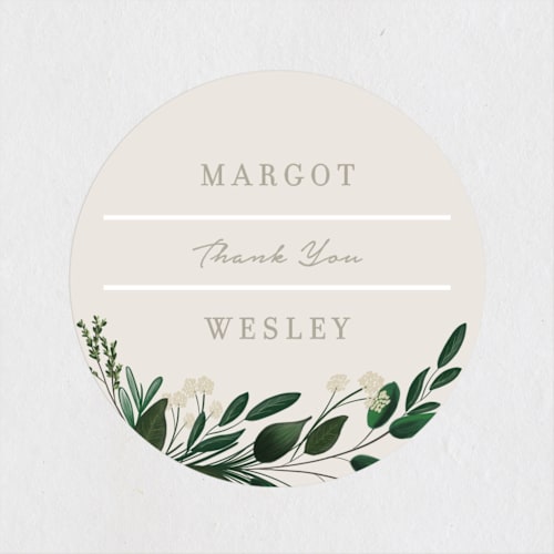 This is a cypress wedding favor labels with standard by Kaydi Bishop called watermark printing on uncoated sticker paper in sticker