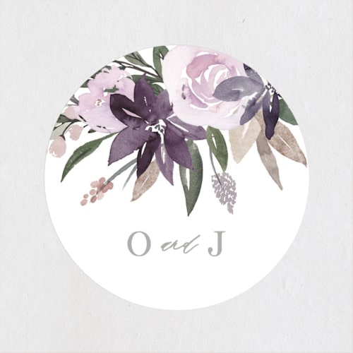 This is a lilac wedding favor labels with standard by Creo Study called garden stroll printing on uncoated sticker paper in sticker