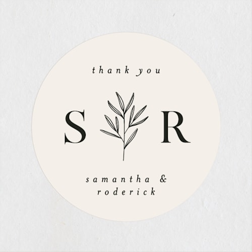 This is a taupe wedding favor labels with standard by Kelly Schmidt called italia printing on uncoated sticker paper in sticker