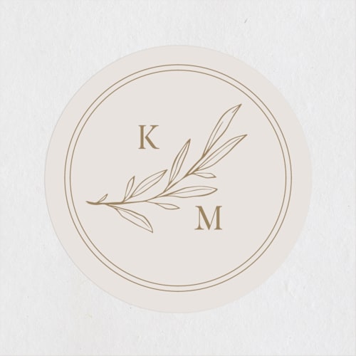 This is a champagne wedding favor labels with standard by Everett Paper Goods called emblem printing on uncoated sticker paper in sticker