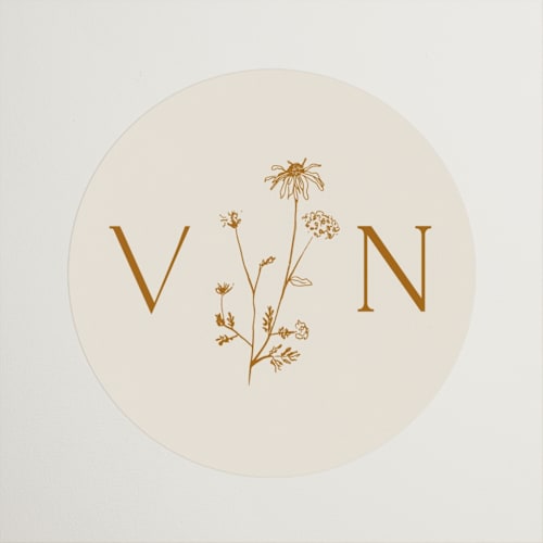 This is a cream wedding favor labels with standard by Baumbirdy called floral type arch printing on uncoated sticker paper in sticker