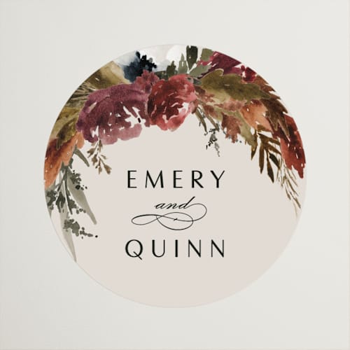 This is a autumn wedding favor labels with standard by Kate Ahn called poetique printing on uncoated sticker paper in sticker