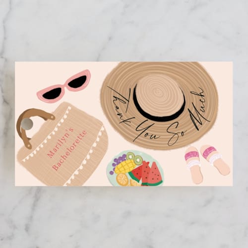 This is a summer wedding favor tags with standard by Elly called beach please printing on signature in tag