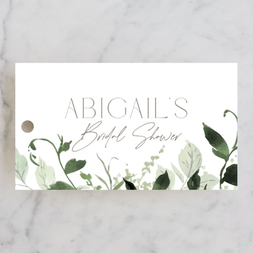 This is a meadow gift tags with standard by Everett Paper Goods called verde printing on signature in tag
