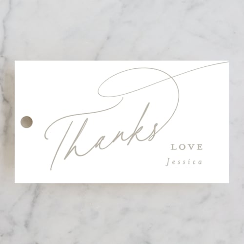 This is a coconut gift tags with standard by Joanna Griffin called minimal printing on signature in tag