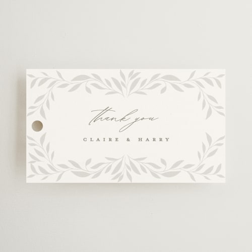 This is a cloud wedding favor tags with standard by Ana Sharpe called clarity printing on signature in tag