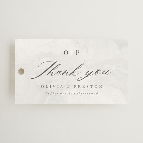 This is a opal wedding favor tags with standard by Robert and Stella called regent printing on signature in tag