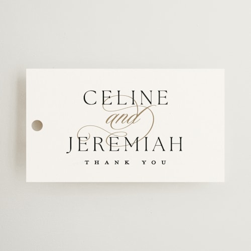 This is a silk wedding favor tags with standard by Kelly Schmidt called left align printing on signature in tag