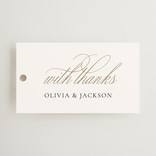 This is a spun sugar wedding favor tags with standard by Jessica Williams called fineline printing on signature in tag
