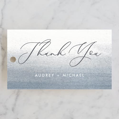 This is a mist wedding favor tags with standard by Sparkvites called romantic watercolor printing on signature in tag