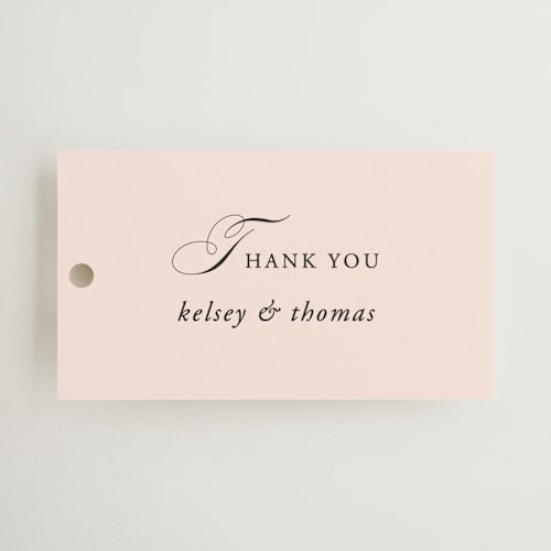 This is a petal wedding favor tags with standard by Kimberly FitzSimons called story line printing on signature in tag