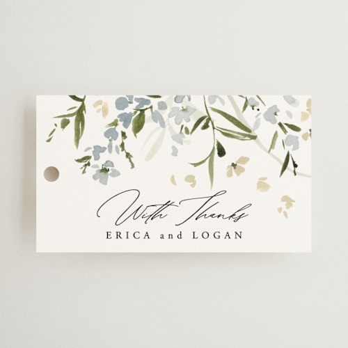 This is a lily wedding favor tags with standard by Everett Paper Goods called fleur printing on signature in tag