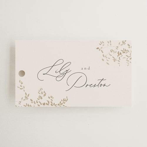 This is a luxe neutral wedding favor tags with standard by Design Lotus called forever and a day printing on signature in tag