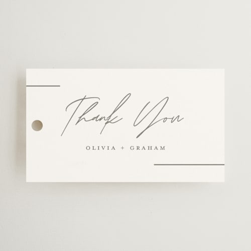 This is a snow wedding favor tags with standard by Michelle Taylor called simple lines printing on signature in tag