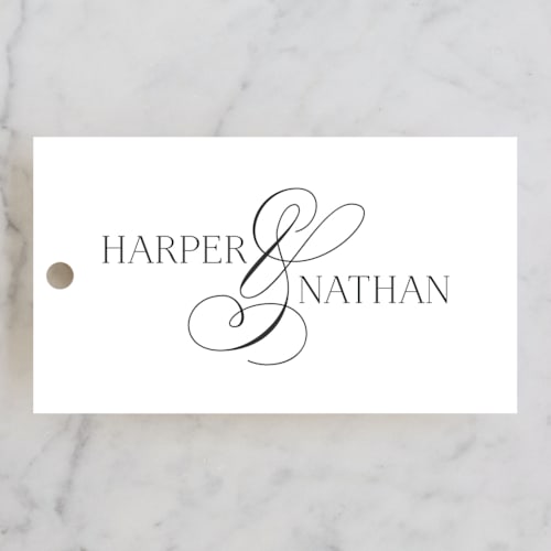 This is a sugar wedding favor tags with standard by Jessica Williams called fantasia printing on signature in tag