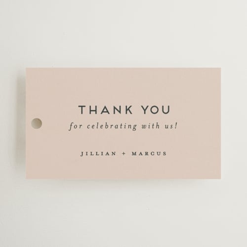 This is a linen wedding favor tags with standard by Christie Garcia called picturesque printing on signature in tag