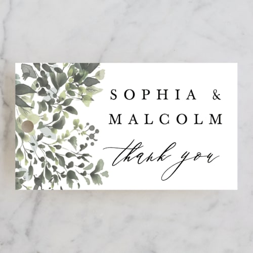 This is a ivy wedding favor tags with standard by Hannah Williams called forever in love printing on signature in tag