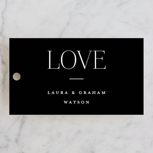 This is a pearl wedding favor tags with standard by Alethia Frye called conjoin printing on signature in tag