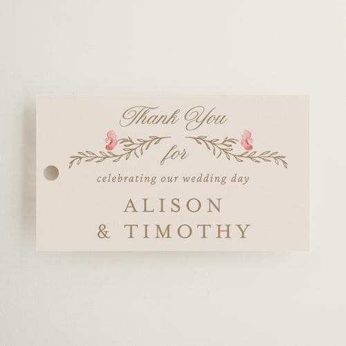 This is a versailles wedding favor tags with standard by Claudia Orengo called victorian printing on signature in tag