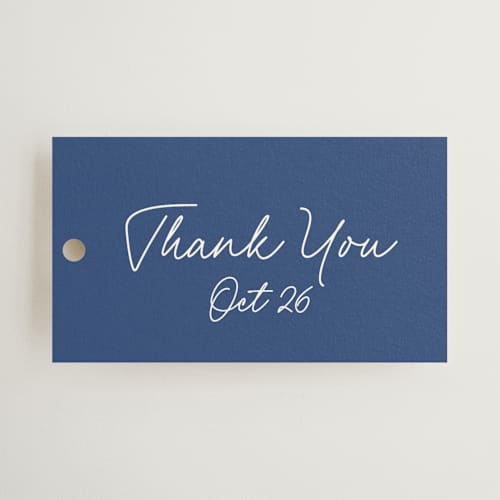 This is a santorini wedding favor tags with standard by chocomocacino called strazzate printing on signature in tag