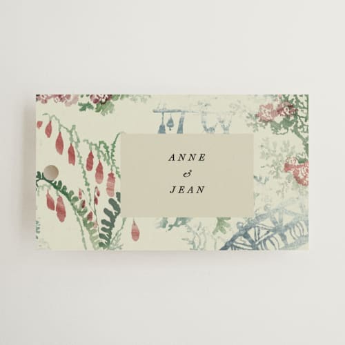 This is a nouvelle wedding favor tags with standard by Sumak Studio called chinoiserie printing on signature in tag