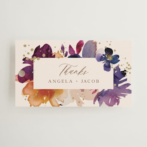 This is a cream wedding favor tags with standard by Lori Wemple called bouquet printing on signature in tag