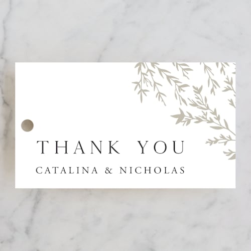 This is a cotton wedding favor tags with standard by Carolyn Nicks called swoon printing on signature in tag