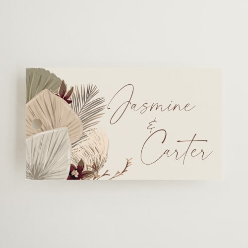 This is a dusk wedding favor tags with standard by Susan Moyal called jasmine printing on signature in tag