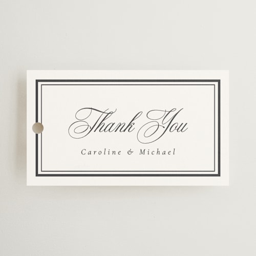 This is a cloud wedding favor tags with standard by Nicole Walsh called lustre printing on signature in tag