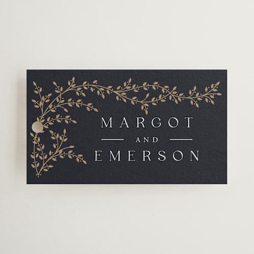This is a midnight wedding favor tags with standard by Ana de Sousa called beautiful chuppah printing on signature in tag