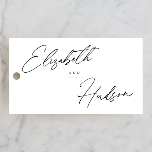 This is a snow wedding favor tags with standard by Nicoletta Savod called macaron printing on signature in tag