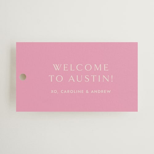 This is a fragola wedding favor tags with standard by Megan Davis called bocce printing on signature in tag