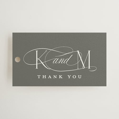 This is a cloud wedding favor tags with standard by Heather Cairl called sacrament printing on signature in tag