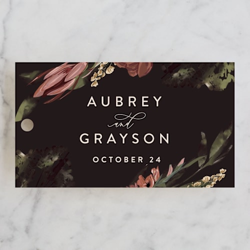 This is a copper wedding favor tags with standard by Susan Moyal called sunset florals printing on signature in tag
