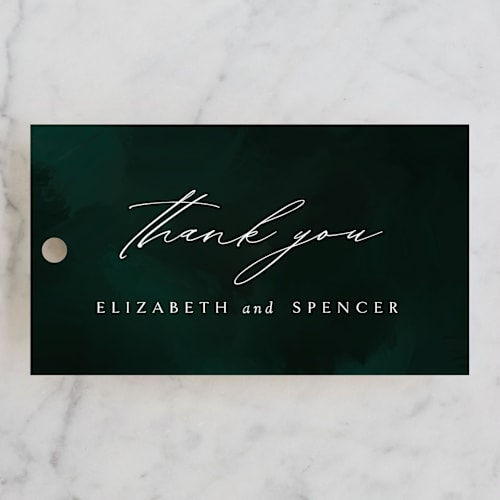 This is a emerald wedding favor tags with standard by Andrea Cernin called emerald printing on signature in tag