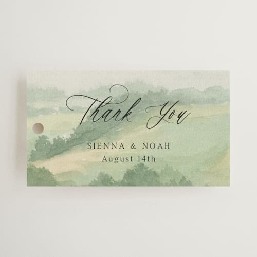 This is a meadow wedding favor tags with standard by Elly called the vow printing on signature in tag