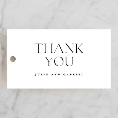 This is a ink wedding favor tags with standard by Lori Wemple called tomorrows printing on signature in tag