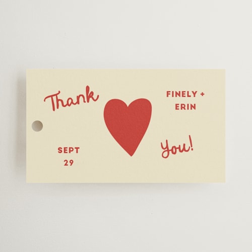 This is a cherry wedding favor tags with standard by Ani Somi called big heart wedding printing on signature in tag