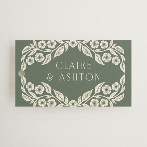 This is a eucalyptus wedding favor tags with standard by Katharine Watson called floral diamond printing on signature in tag