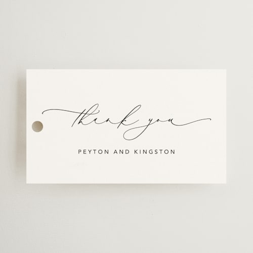 This is a inked wedding favor tags with standard by Design Lotus called join together printing on signature in tag