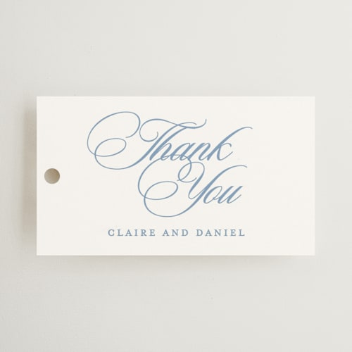 This is a sky wedding favor tags with standard by Creo Study called aristocratic printing on signature in tag