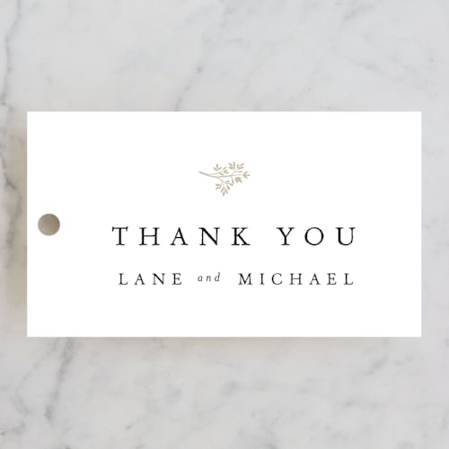 This is a cloud wedding favor tags with standard by Design Lotus called sense and sensibility printing on signature in tag