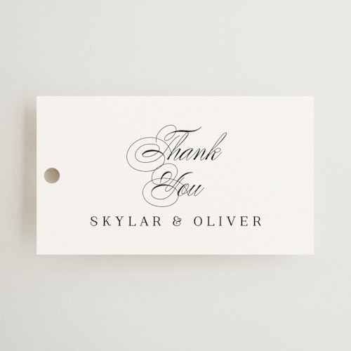 This is a sugar wedding favor tags with standard by Jessica Williams called bianca printing on signature in tag
