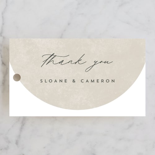 This is a carnation wedding favor tags with standard by Brianne Larsen called arched printing on signature in tag