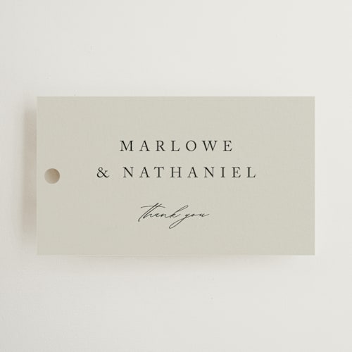This is a spring wedding favor tags with standard by Kelly Schmidt called astoria printing on signature in tag