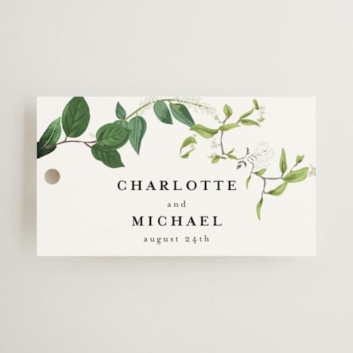 This is a fern wedding favor tags with standard by Susan Moyal called greenery printing on signature in tag